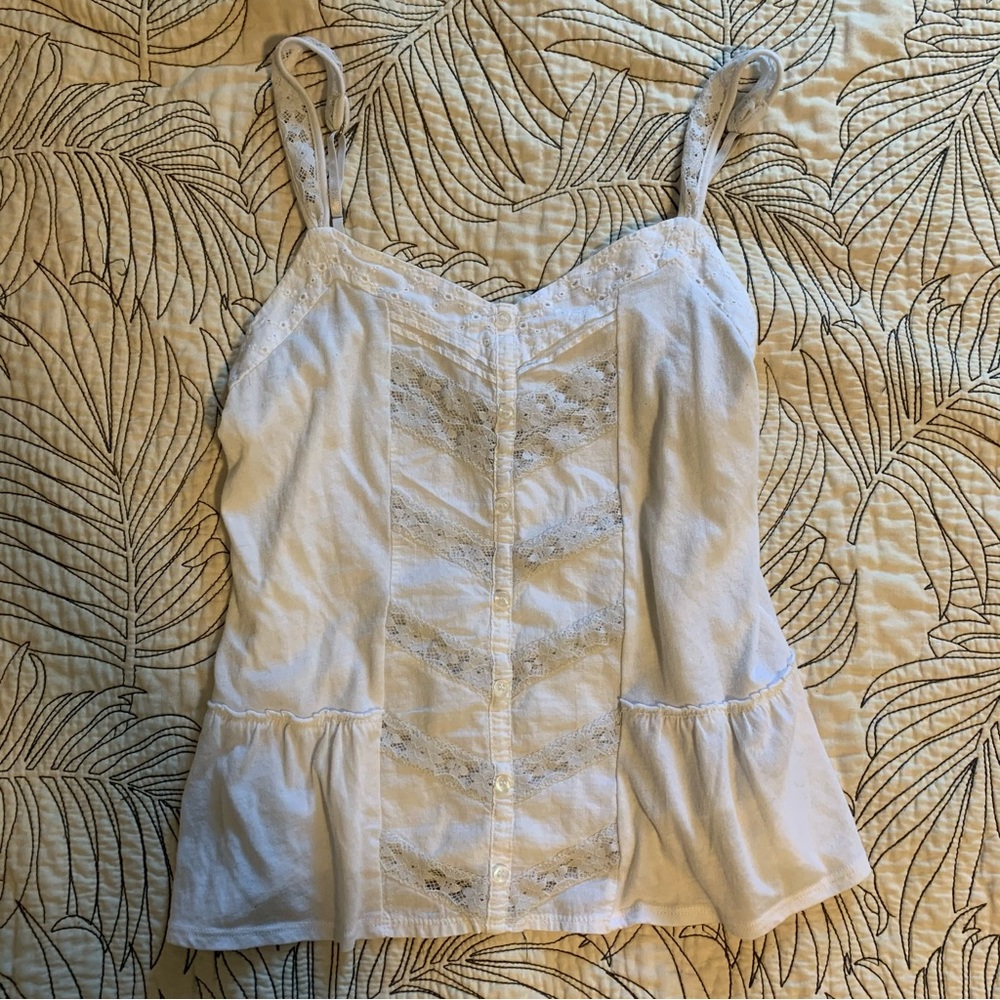 Sheer Lacy White Top - Aeropostale
